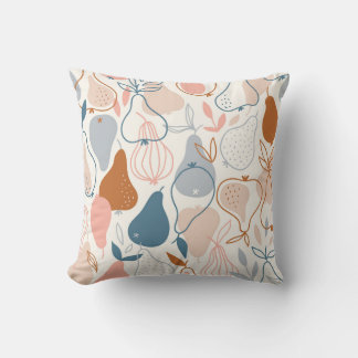 Scandinavian Pear Print: Vintage Fruit Pattern Cushion