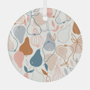 Scandinavian Pear Print: Vintage Fruit Pattern Glass Tree Decoration