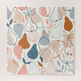Scandinavian Pear Print: Vintage Fruit Pattern Jigsaw Puzzle