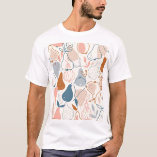 Scandinavian Pear Print: Vintage Fruit Pattern T-Shirt