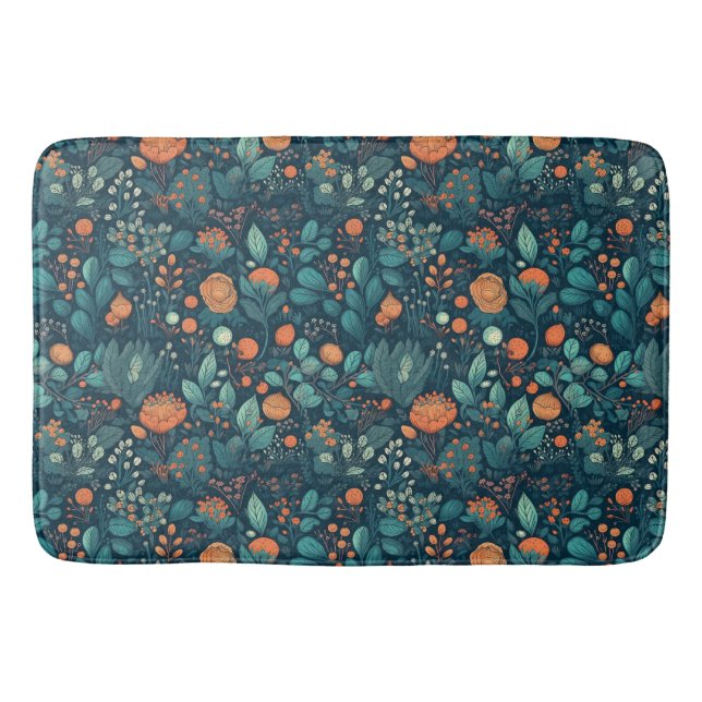 Scandinavian Plants and Flowers Bath Mat (Front)