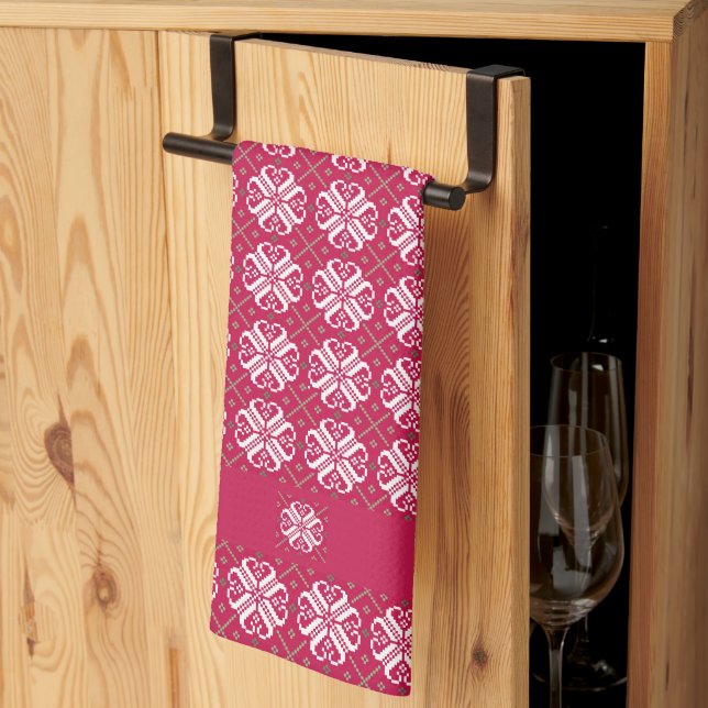 Scandinavian Print Customised Holiday  Tea Towel (Thirds Fold)