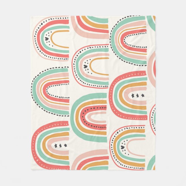 Scandinavian Rainbows: Naive Art Pattern. Fleece Blanket (Front)
