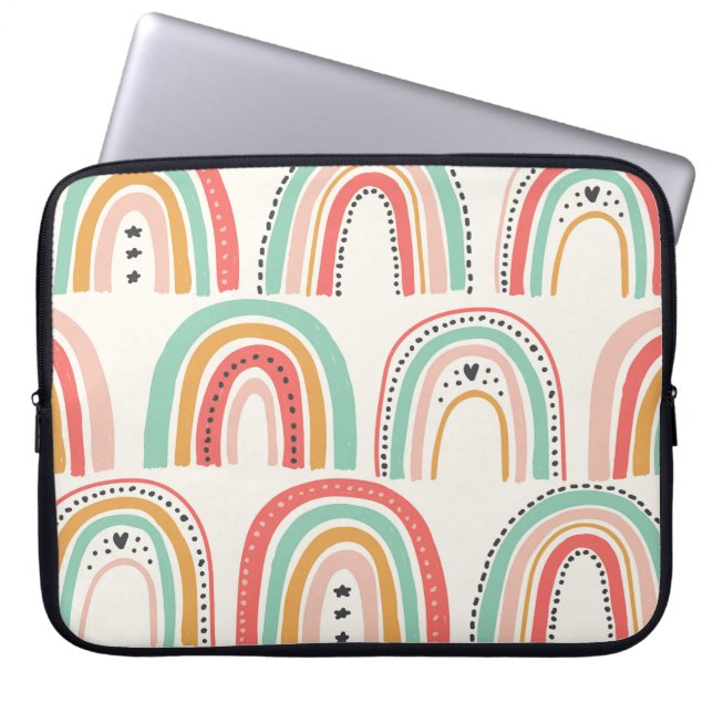 Scandinavian Rainbows: Naive Art Pattern. Laptop Sleeve (Front)