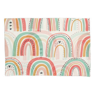 Scandinavian Rainbows: Naive Art Pattern. Pillowcase