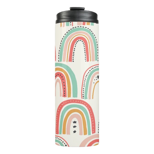Scandinavian Rainbows: Naive Art Pattern. Thermal Tumbler (Front)