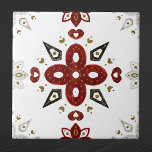 Scandinavian Red Blue Gold Nordic Graphic Tile<br><div class="desc">Nordic design in red,  blue,  and gold on white</div>