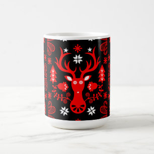 Scandinavian Red Christmas Deer Coffee Mug