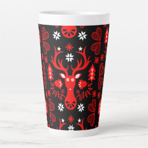 Scandinavian Red Christmas Deer Latte Mug