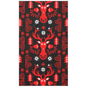 Scandinavian Red Christmas Deer Tablecloth
