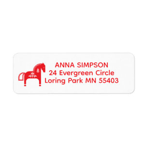 Scandinavian Red Dala Horse Return Address Labels