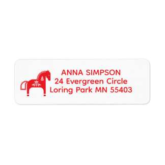 Scandinavian Red Dala Horse Return Address Labels