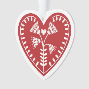 Scandinavian Red Heart Acrylic Ornament