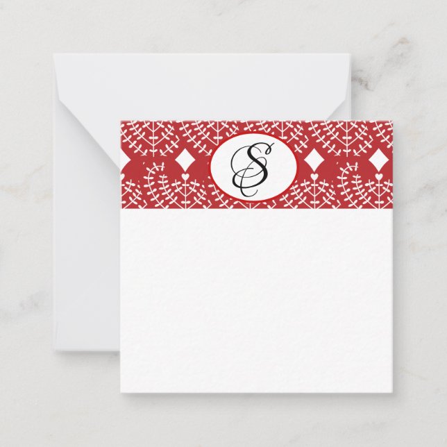 Scandinavian Red Heart Flat Note Card (Front)