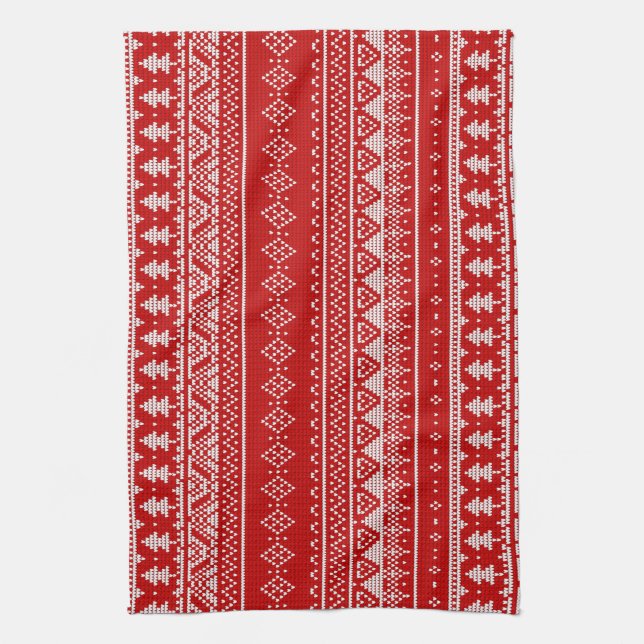 Scandinavian red jumper tea towel (Vertical)