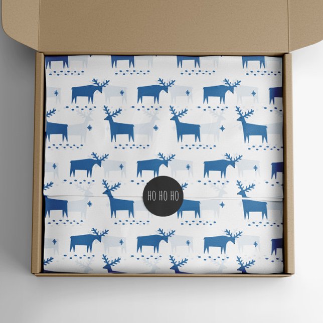 Scandinavian Reindeer | Blue Christmas Animal Tissue Paper (Creator Uploaded)