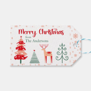 Scandinavian Reindeer Festive Tree Merry Christmas Gift Tags
