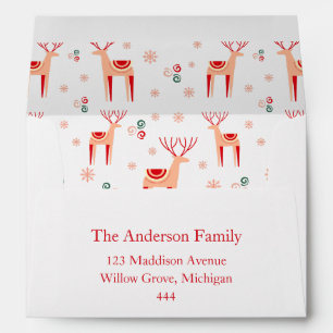Scandinavian Reindeer Pattern Festive Christmas Envelope
