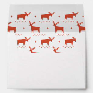 Scandinavian Reindeer Pattern Red Christmas Envelope