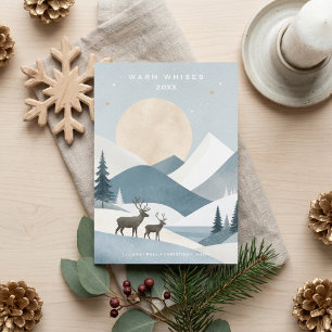 Scandinavian Reindeer Winter Dusty Blue TMF26 Holiday Card