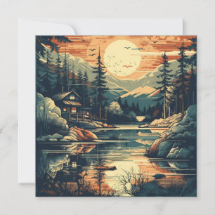 Scandinavian Retro Art Mountain Home