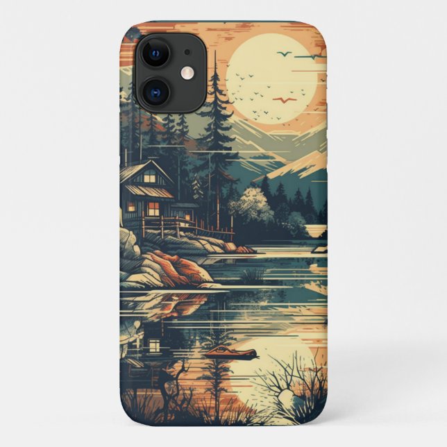 Scandinavian Retro Art mountain home Case-Mate iPhone Case (Back)