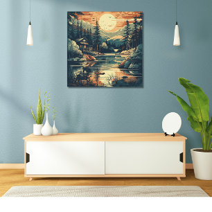 Scandinavian Retro Art Mountain Home Poster