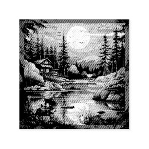 Scandinavian Retro Art mountain home Self-inking Stamp