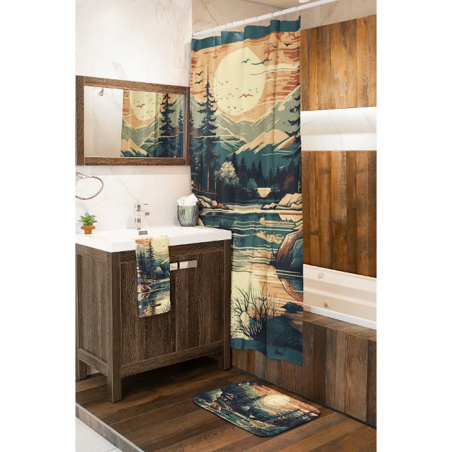 Scandinavian Retro Art mountain home Shower Curtain (Creator Uploaded)