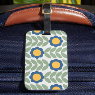 Scandinavian retro floral pattern,retro flower,vin luggage tag