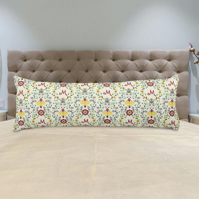 Scandinavian Rosemaling Monogram Pattern Nordic Body Cushion (Creator Uploaded)