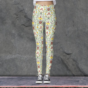Scandinavian Rosemaling Monogram Pattern Nordic Leggings