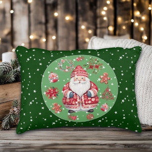 Scandinavian Santa Claus Green Decorative Cushion