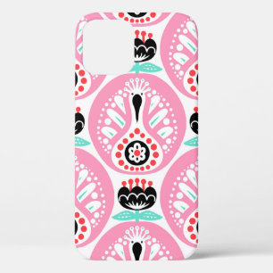 Scandinavian seamless folk art pattern with cute b iPhone 12 case