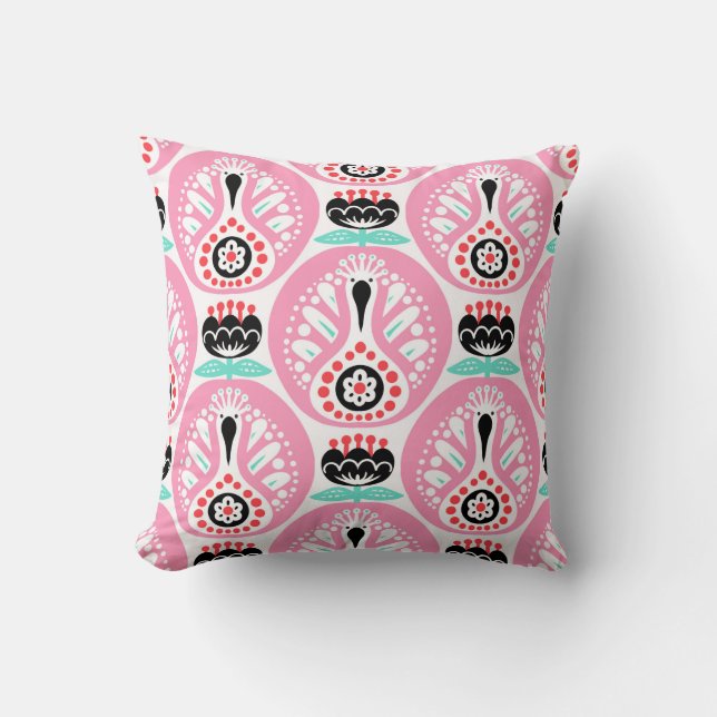 Scandinavian seamless folk art pattern with cute b cushion (Front)