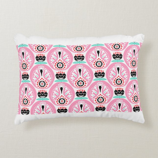 Scandinavian seamless folk art pattern with cute b decorative cushion (Front)