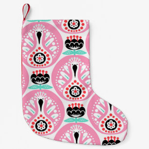 Scandinavian seamless folk art pattern with cute b small christmas stocking