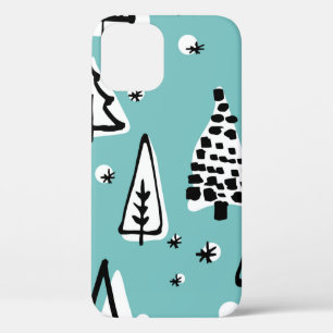 Scandinavian seamless pattern of Christmas tree ha iPhone 12 Case
