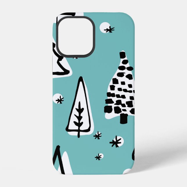 Scandinavian seamless pattern of Christmas tree ha iPhone Case (Back)