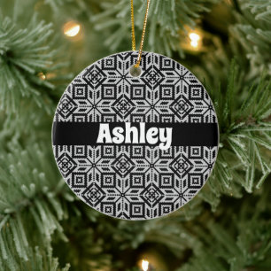 Scandinavian Selburose Christmas Pattern Ceramic Tree Decoration