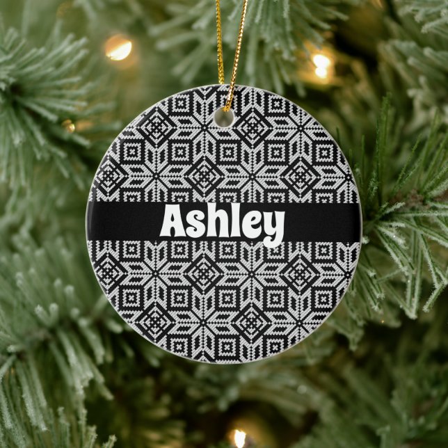 Scandinavian Selburose Christmas Pattern Ceramic Tree Decoration (Tree)