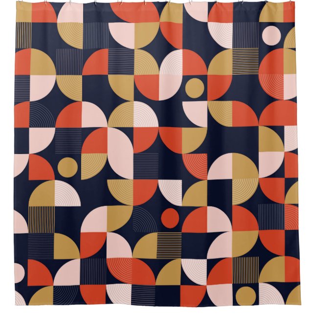 Scandinavian Simple Shapes Geometry Artwork Poster Shower Curtain (Front)