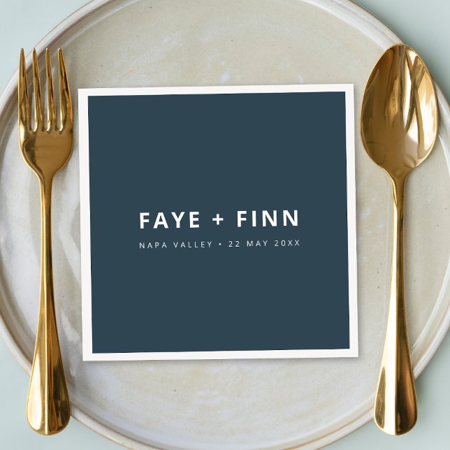 Scandinavian Smoke Blue Minimalist Wedding Dinner Napkin (Creator Uploaded)