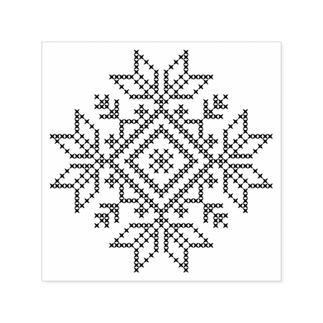 Scandinavian snowflake, christmas winter knitting self-inking stamp (Design)