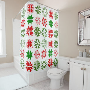 Scandinavian Snowflakes Shower Curtain