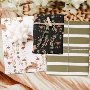 Scandinavian Spring Bunny Floral Wrapping Paper Sheet