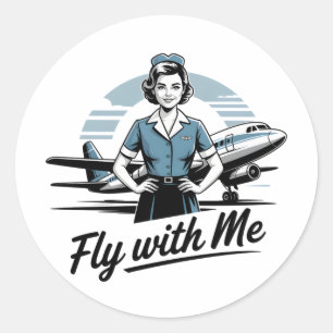 Scandinavian stewardess classic round sticker