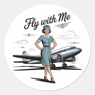Scandinavian stewardess classic round sticker