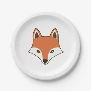 Scandinavian Style Cartoon Fox Face Paper Plate