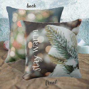 Scandinavian style Christmas spruce branch  Cushion